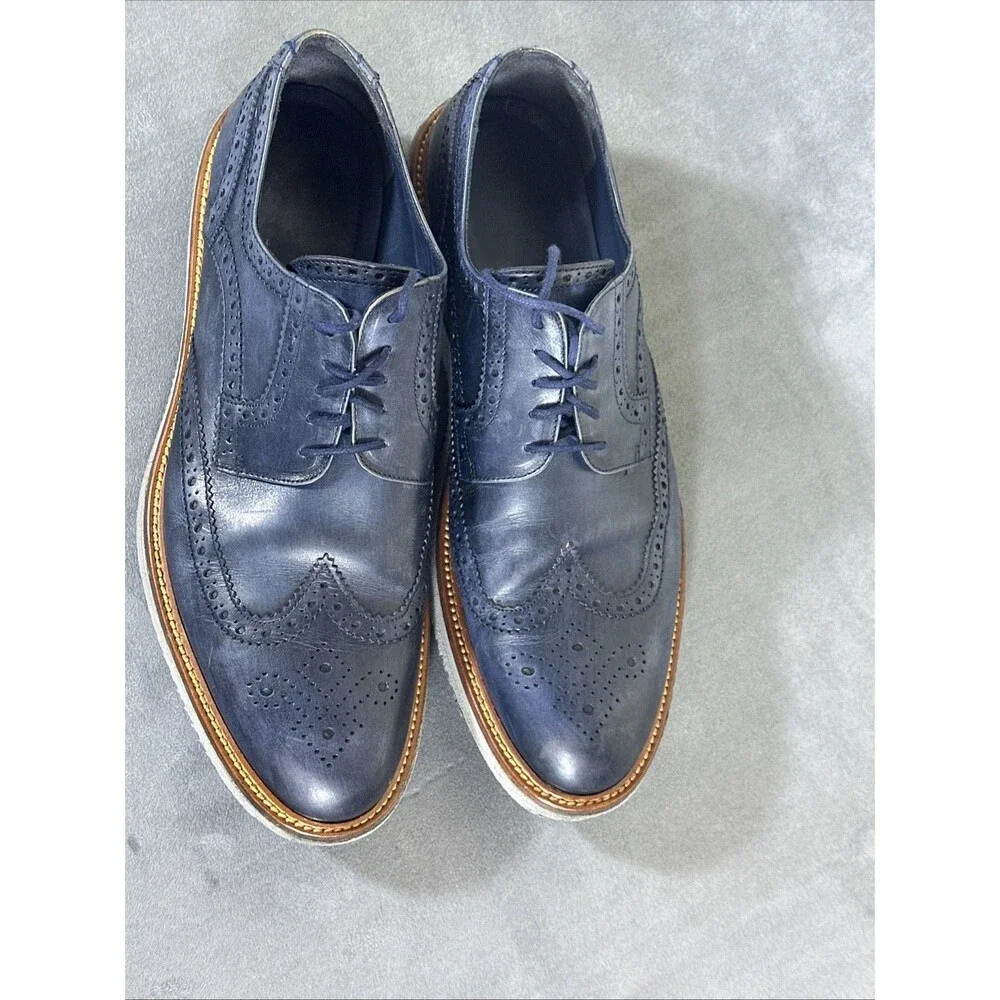 H.S. Trask 11.5 M Navy Leather Wingtip Sneaker Shoes Men’s Dress Calf Americana